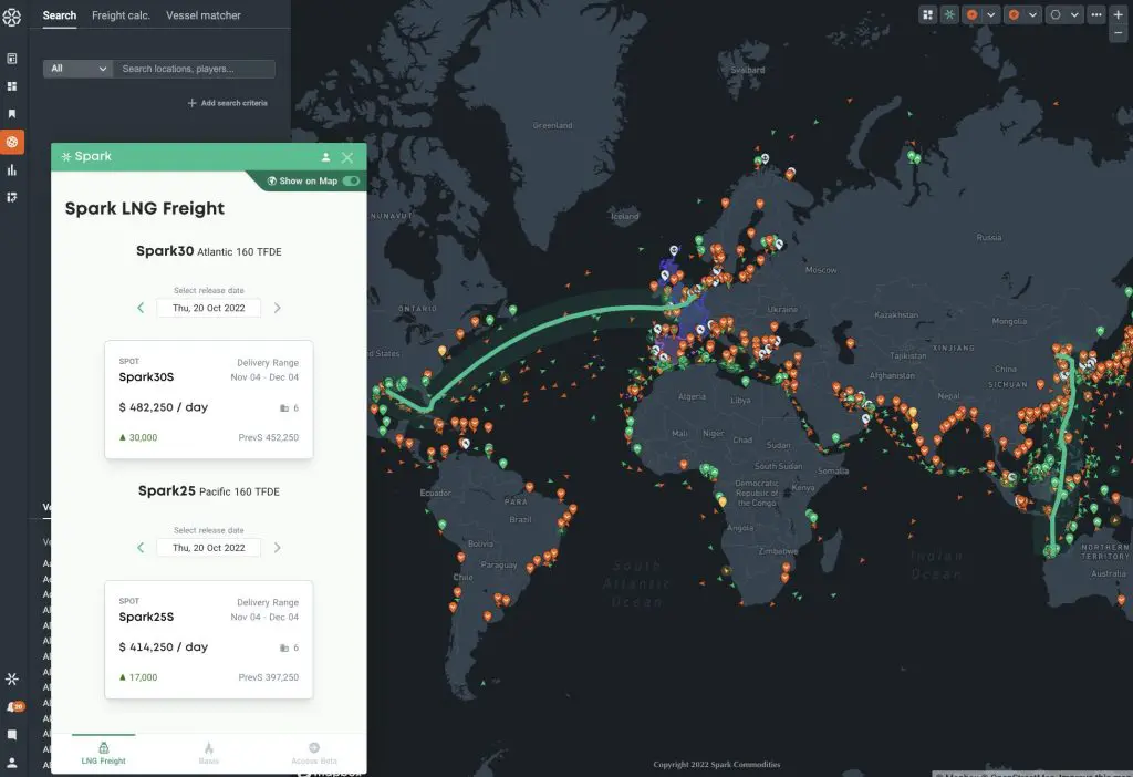 Spark says Atlantic LNG freight rate hits $482,500 per day