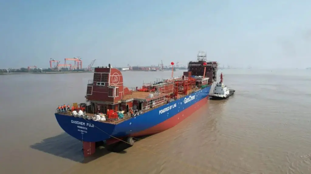 CIMC SOE launches Hartmann's LNG-powered LEG carrier