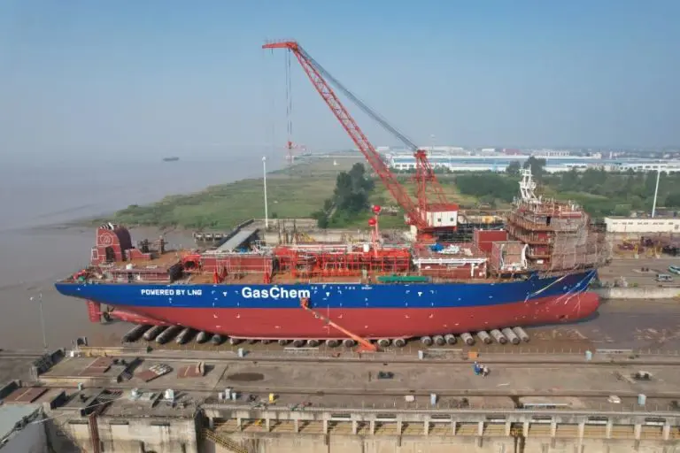 CIMC SOE launches Hartmann's LNG-powered LEG carrier