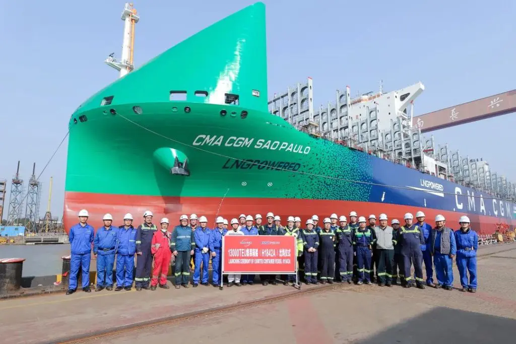 LNG-fueled CMA CGM Sao Paolo floated out in China