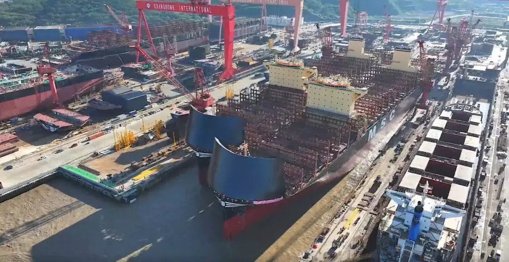 MSC's LNG-powered containership duo launched in China