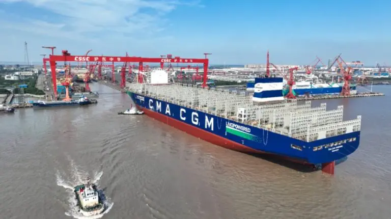CMA CGM’s LNG-powered giant floated out in China