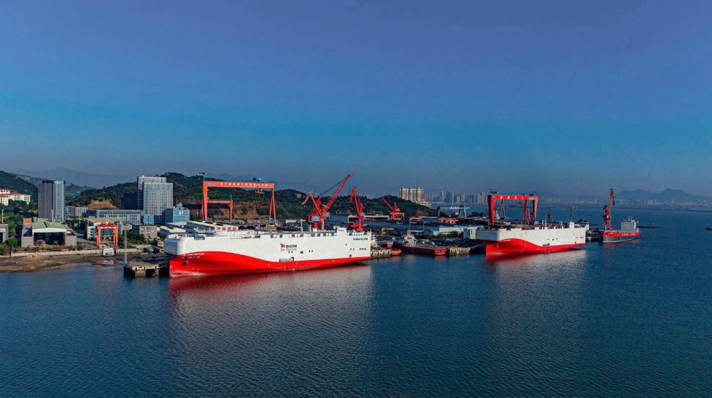 The two LNG-powered ships in Xiamen, China