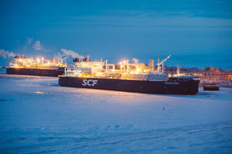 Two LNG carriers at the Yamal plant
