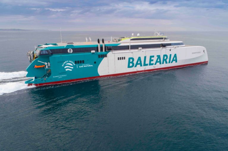 Balearia’s LNG-powered fast ferry undergoing trials as delivery nears