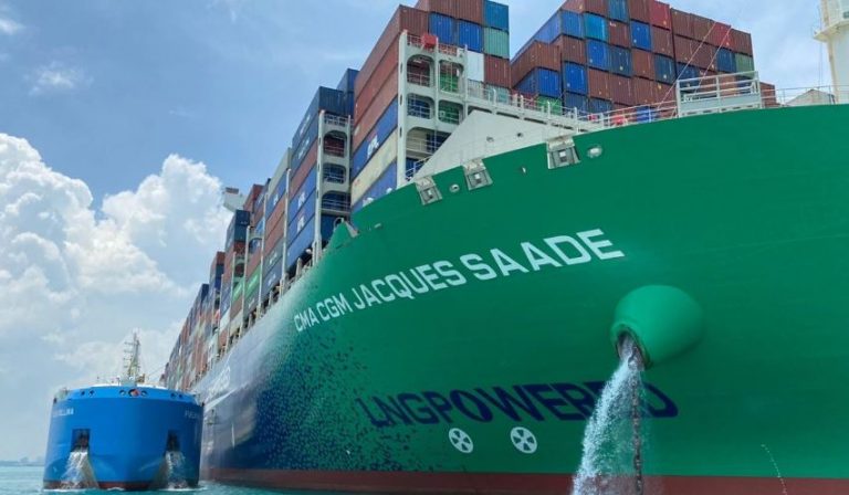 Singapore's first bunkering LNG vessel fuels CMA CGM's giant