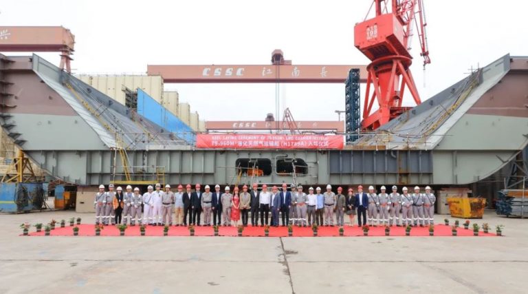 Hudong lays keel for K-Line’s second LNG carrier