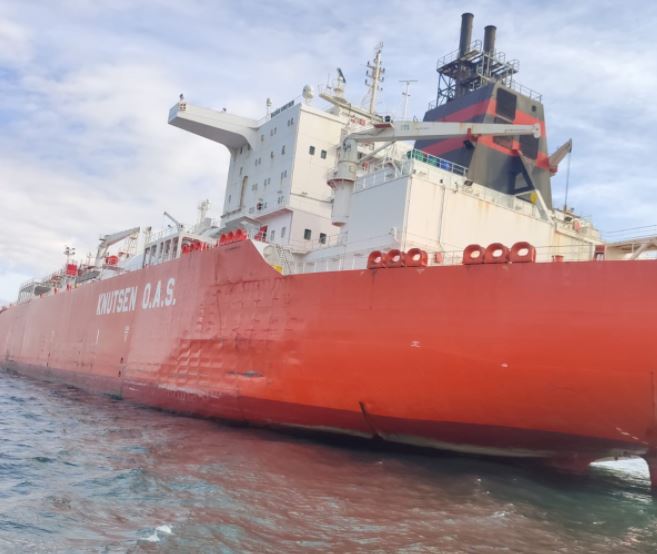 Lisnave repairing LNG tanker Bilbao Knutsen after collision off Spain