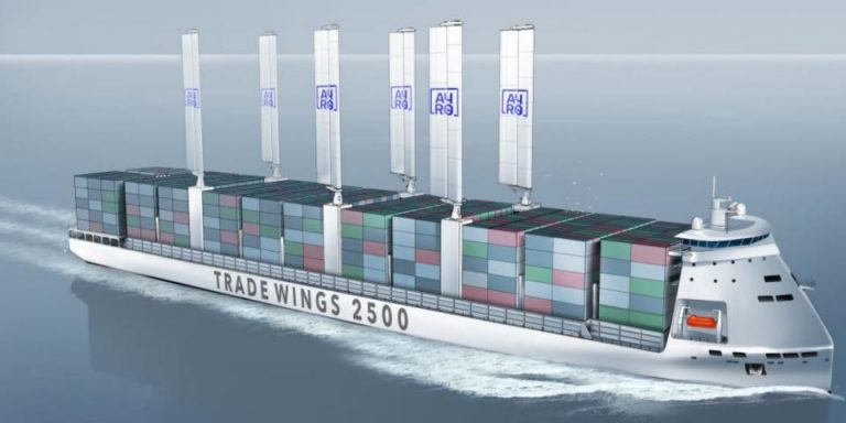 New LNG-powered containership design has six Oceanwings