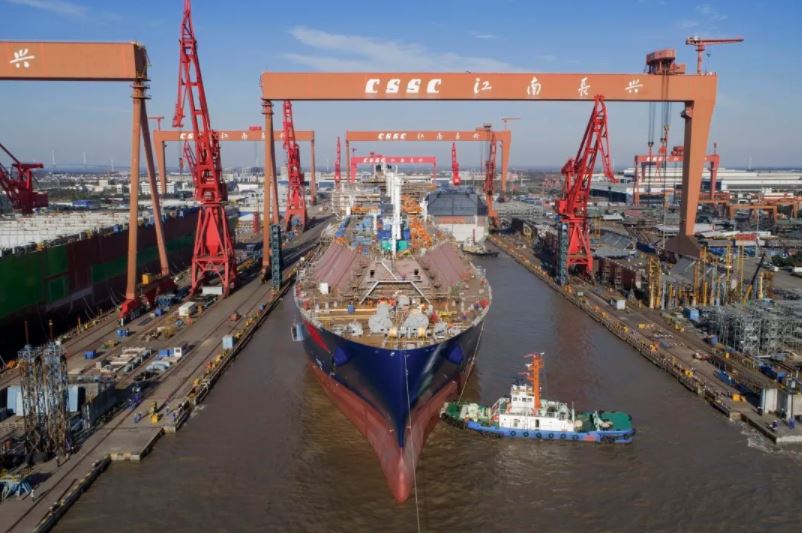 Hudong lays keel for third COSCO LNG carrier