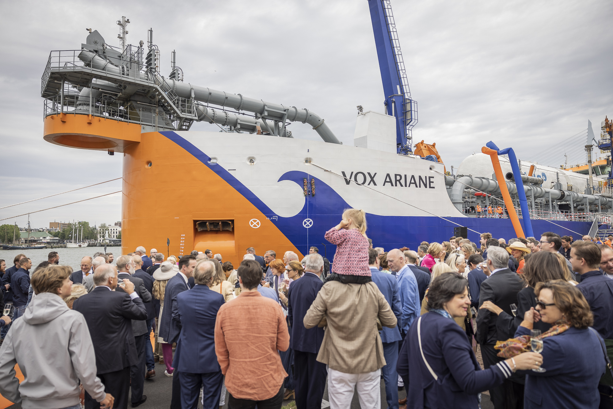Van Oord christens LNG-fueled dredger Vox Ariane in Rotterdam