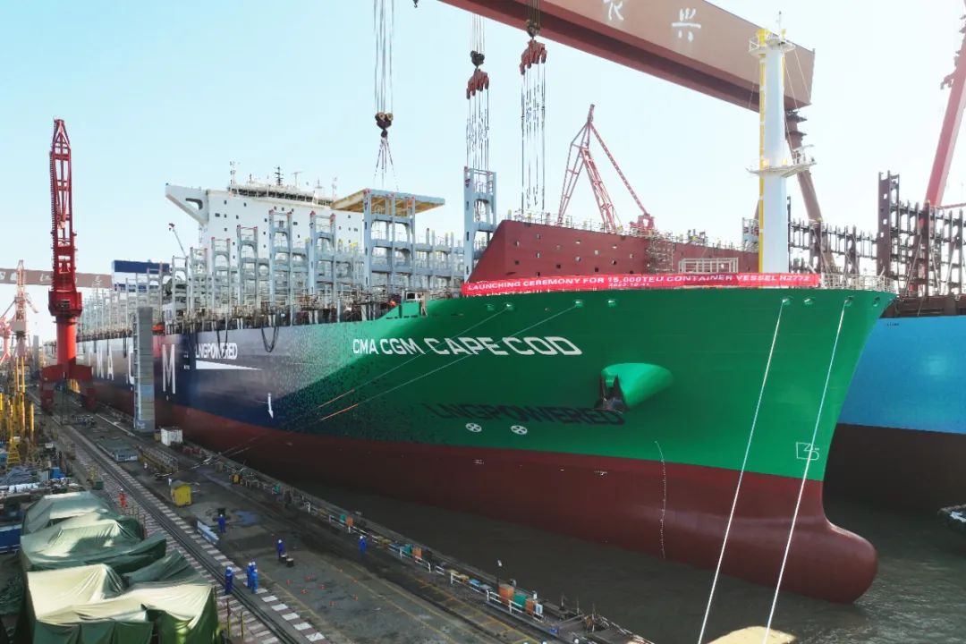 Jiangnan floats out LNG-fueled CMA CGM Cape Cod
