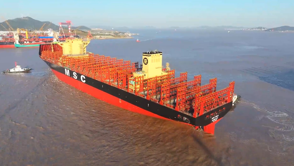 MSC's LNG-powered containership duo launched in China